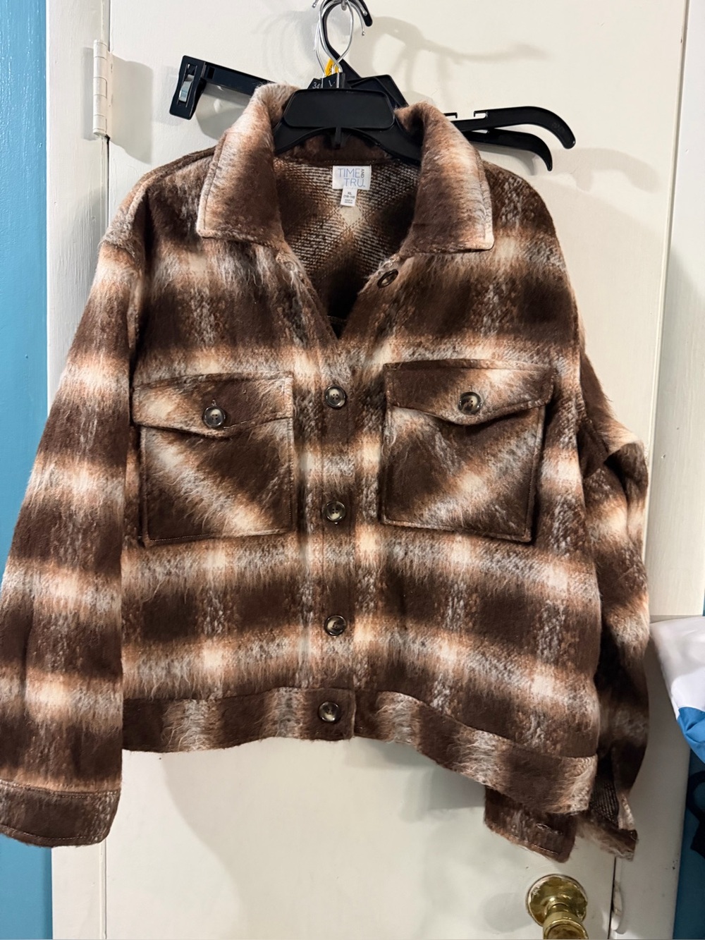 Time and Tru XL Fuzzy Flannel Coat